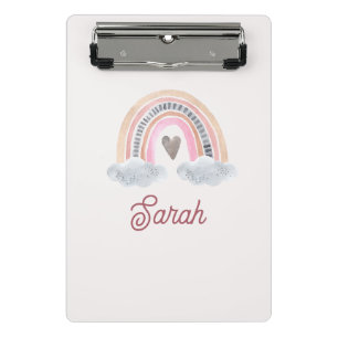 Pink Rainbow with Clouds for BabyShower For Girls Mini Clipboard