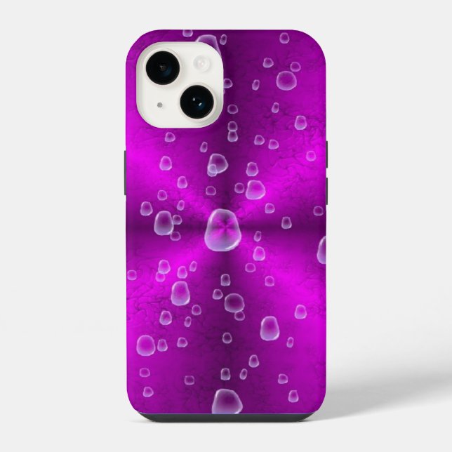 Pink Rainbow with Raindrops iPhone Case (Back)