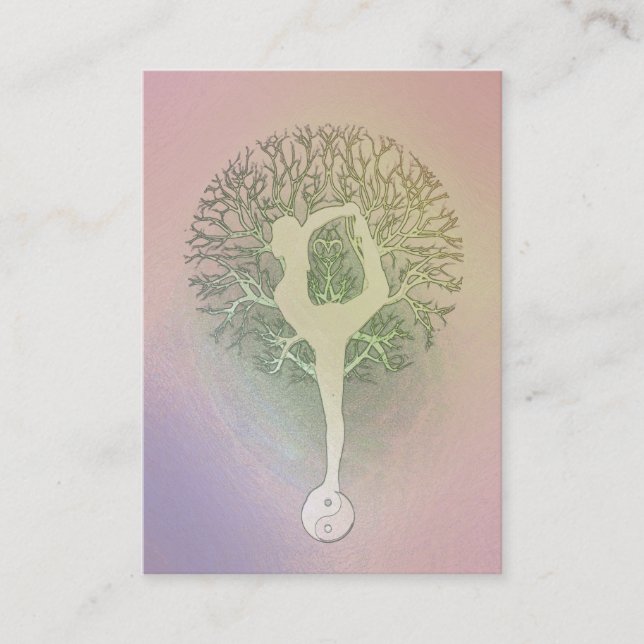 Pink Rainbow Yoga Tree Business Card (Front)