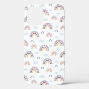 Pink Rainbows Clouds Boho Design iPhone 12 Case