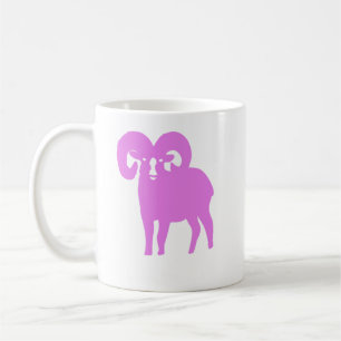 Pink Ram Silhouette Aries Coffee Mug