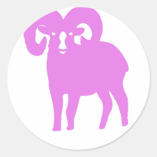 Pink Ram Silhouette Classic Round Sticker