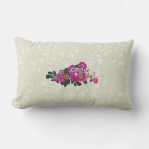 Pink Rambler Rose Lumbar Cushion