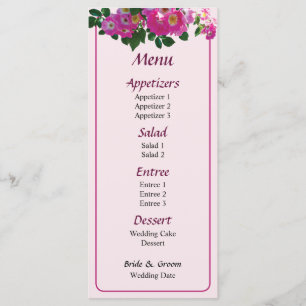 Pink Rambler Rose Wedding Menu