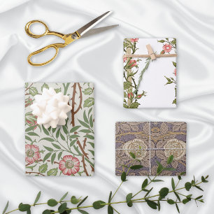 Pink Rambling Rose Vines Wrapping Paper Sheet