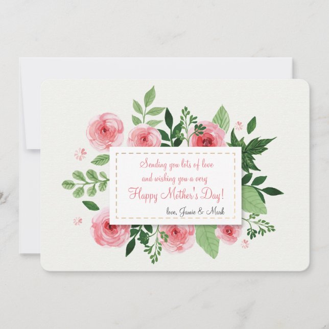 Pink Ranunculus Flowers Mother's Day Card (Front)