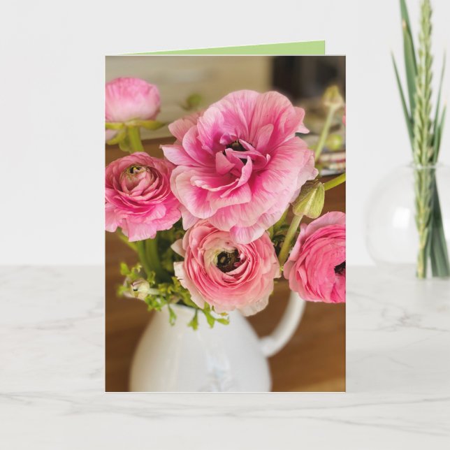 Pink Ranunculus Greeting Card (Front)