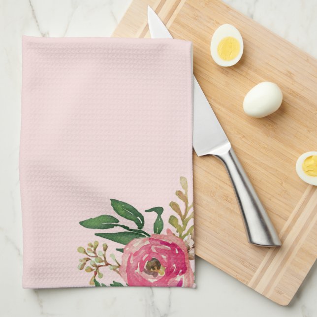 Pink Ranunculus Tea Towel (Quarter Fold)