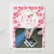 Pink Raspberries Baby Girl Invitation