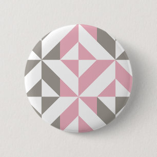 Pink Raspberry and Silver Geometric ZigZag 6 Cm Round Badge