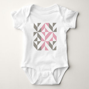 Pink Raspberry and Silver Geometric ZigZag Baby Bodysuit