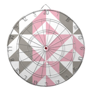 Pink Raspberry and Silver Geometric ZigZag Dartboard