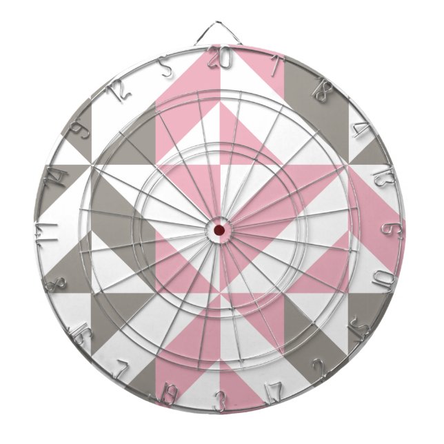 Pink Raspberry and Silver Geometric ZigZag Dartboard (Front)