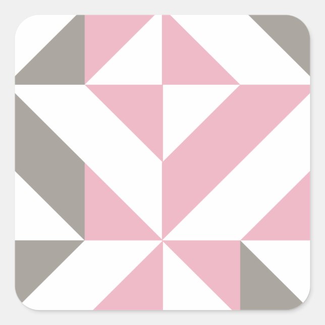 Pink Raspberry and Silver Geometric ZigZag Square Sticker (Front)