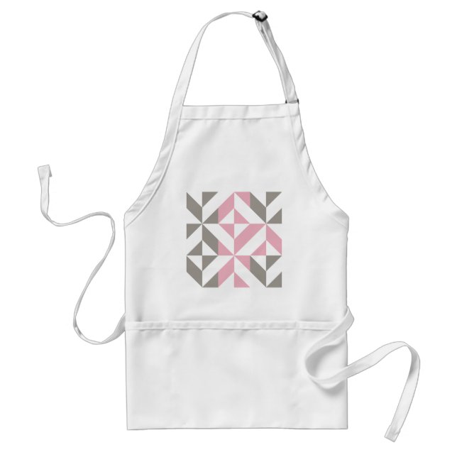 Pink Raspberry and Silver Geometric ZigZag Standard Apron (Front)