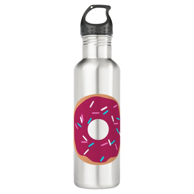 Pink Raspberry glazed doughnut 710 Ml Water Bottle (Front)