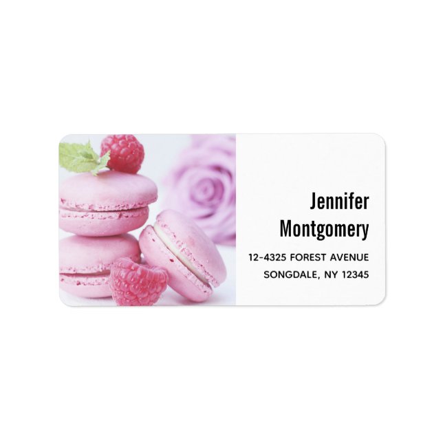 Pink Raspberry Macarons French Pastry Photo Label (Front)