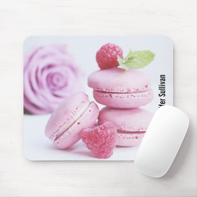 Pink Raspberry Macarons French Pastry Photo Mouse Pad (With Mouse)