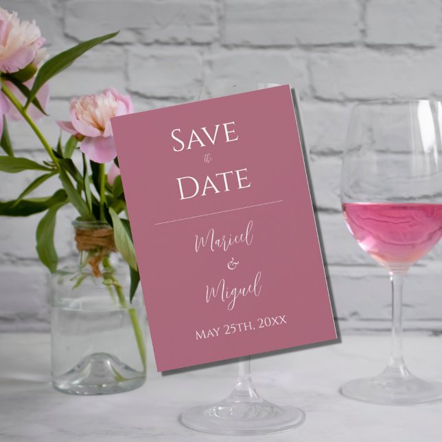 Pink Raspberry Modern Elegant Minimalist  Wedding Save The Date (Creator Uploaded)