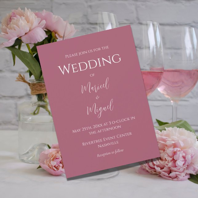 Pink Raspberry Modern Elegant Wedding Invitation (Creator Uploaded)