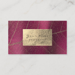 Pink Raspberry Sepia Gold Foil Botanical Delicate Business Card