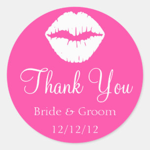 Pink Raspberry Sherbet and White Lips Thank You Classic Round Sticker