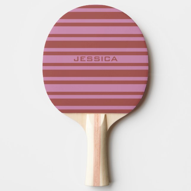 Pink / Raspberry Stripes custom ping pong paddle (Front)