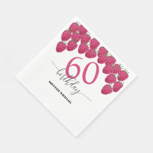 Pink Raspberry Watercolor Art Calligraphy Birthday Napkin