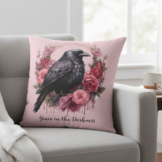Pink Raven Roses Cushion