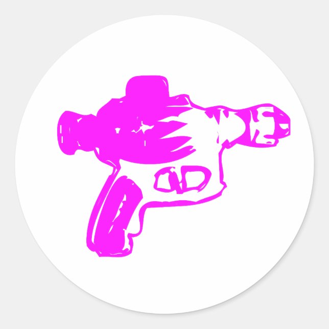 Pink Raygun Classic Round Sticker (Front)