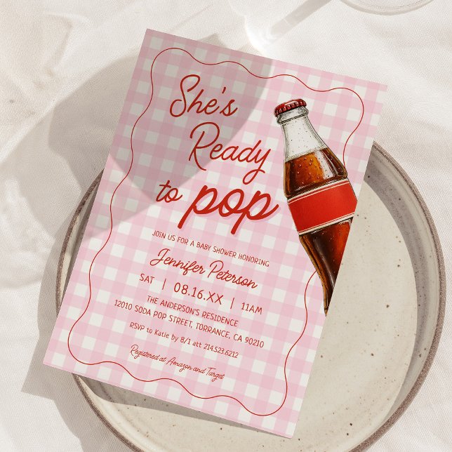 Pink Ready To Pop Soda Pop Baby Shower Invitation (Creator Uploaded)