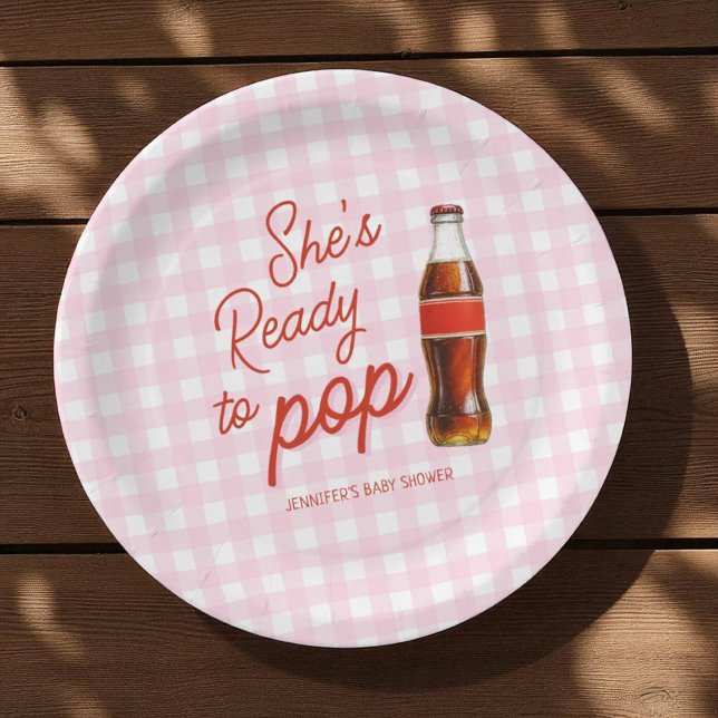 Pink Ready To Pop Soda Pop Cola Baby Shower Paper Plate (Creator Uploaded)