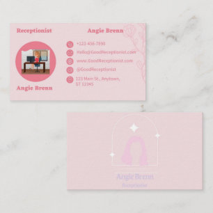 Pink Receptionist Business Card Double Sided