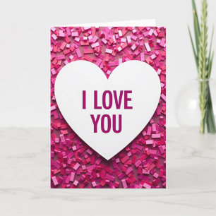 Pink Rectangle Confetti I Love You Card