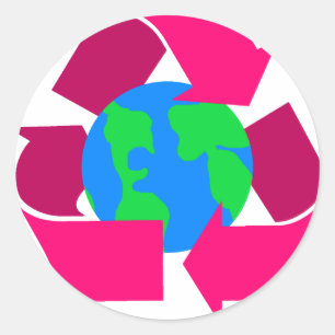 pink recycle symbol classic round sticker