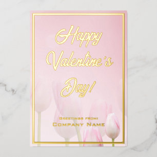 Pink Red and Gold Business Valentine Foil Card