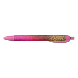 Pink Red And gold Pattern Black Ink Pen