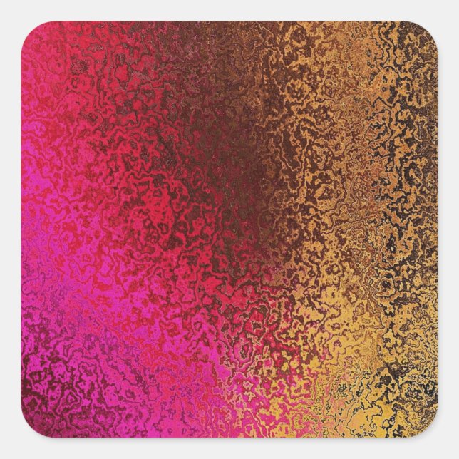 Pink Red And gold Pattern Square Sticker (Front)