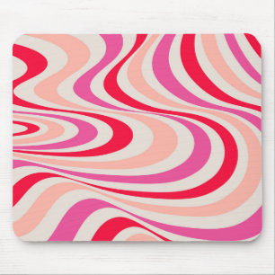Pink, red and grey abstract retro swirl design mouse pad