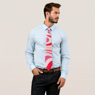 Pink, red and grey abstract retro swirl design tie