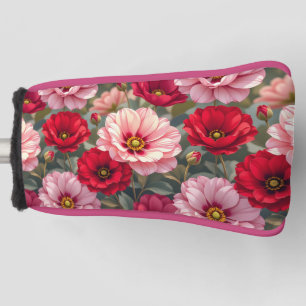 Pink, red and mauve flowers golf head cover