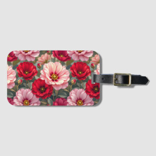 Pink, red and mauve flowers luggage tag