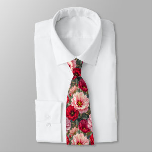 Pink, red and mauve flowers tie