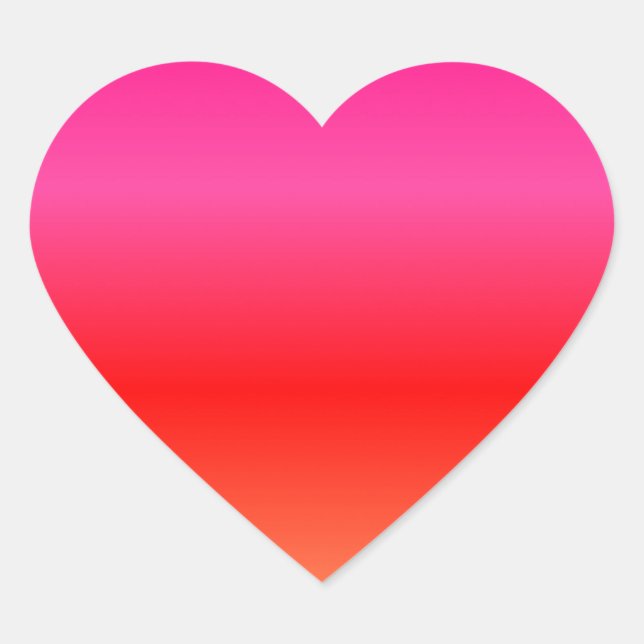 Pink, Red and Orange Gradient Heart Sticker (Front)