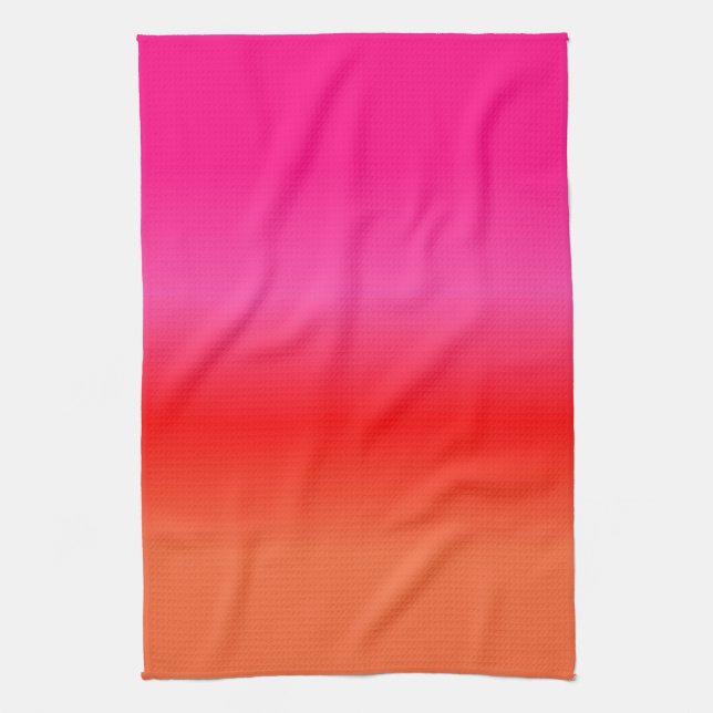 Pink,  Red and Orange Gradient  Tea Towel (Vertical)