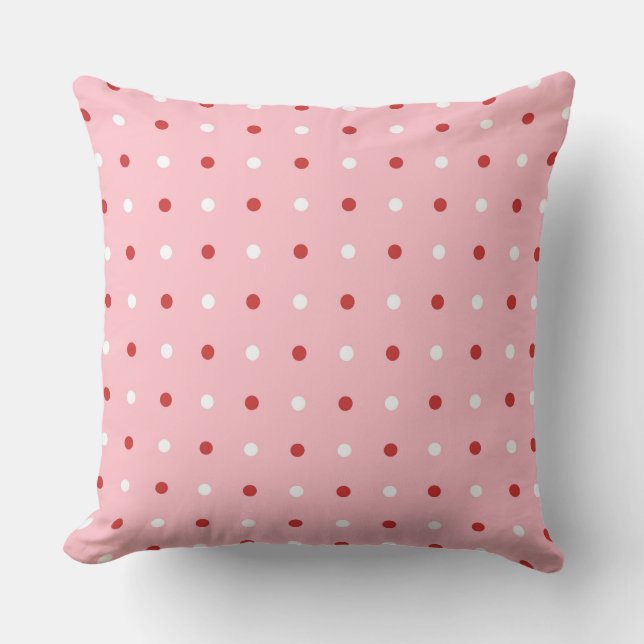 Pink, Red and white Dots Cushion (Front)