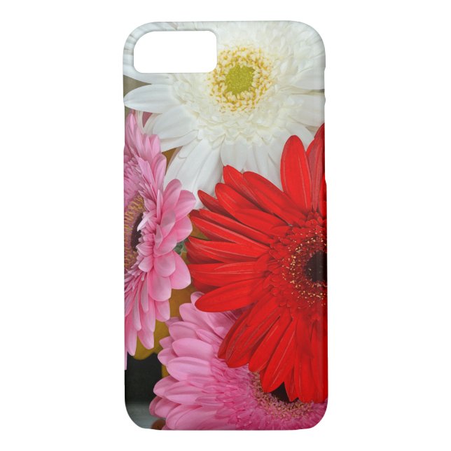 Pink, red and white gerber flowers iphone case (Back)