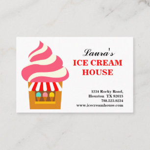 Pink Red And White Ice Cream House Business Card