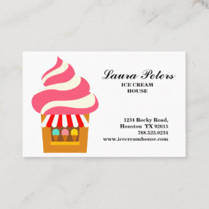 Pink Red And White Ice Cream House Business Card