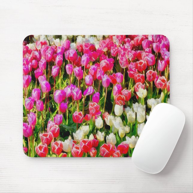 Pink Red and White Tulips from Mt Vernon Mouse Pad (With Mouse)